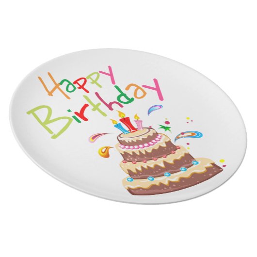 Cake Happy Birthday Melamine Plate (Right Side)