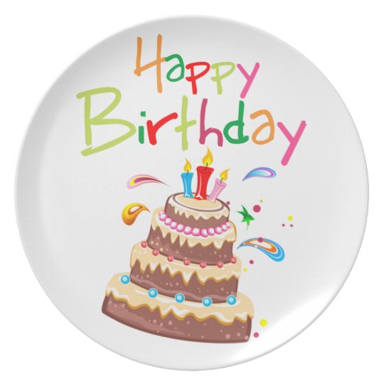 Cake Happy Birthday Melamine Plate