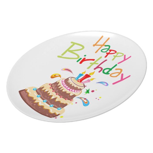Cake Happy Birthday Melamine Plate (Left Side)
