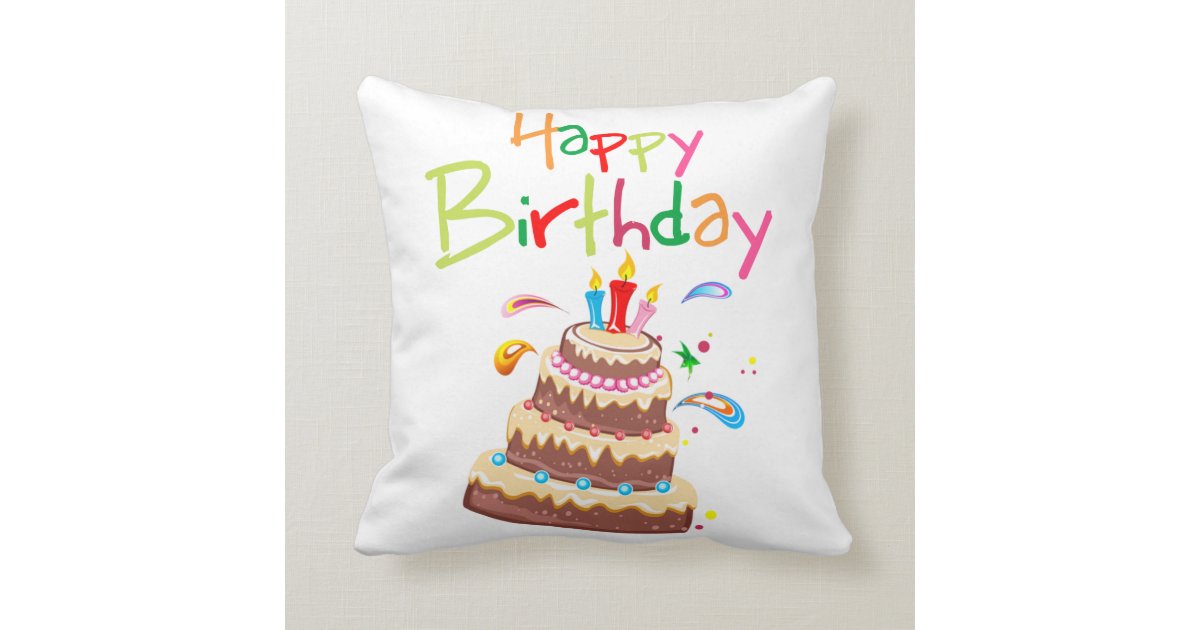Cake Happy Birthday Throw Pillow