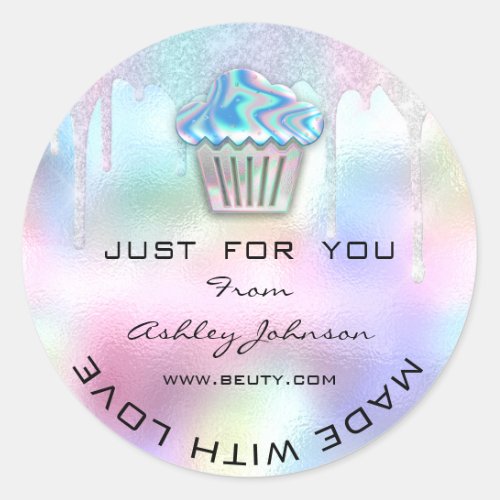 Cake Homemade Bakery Sweets Muffin Logo Holograph Classic Round Sticker