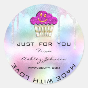 Cake Homemade Bakery Sweets Muffins Logo Pink Classic Round Sticker