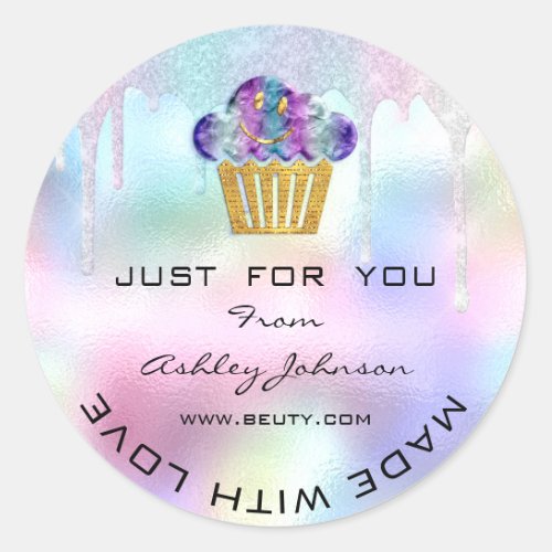 Cake Homemade Bakery Sweets Muffins Logo Smile  Classic Round Sticker