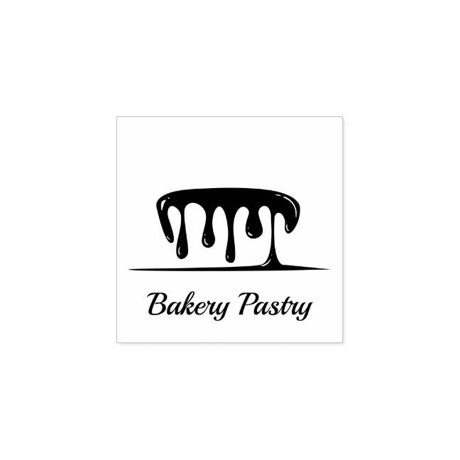 Cake Ice Cream Dripping Bakery Rubber Stamp
