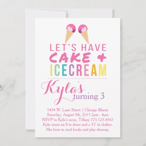 Cake  Ice Cream Invite