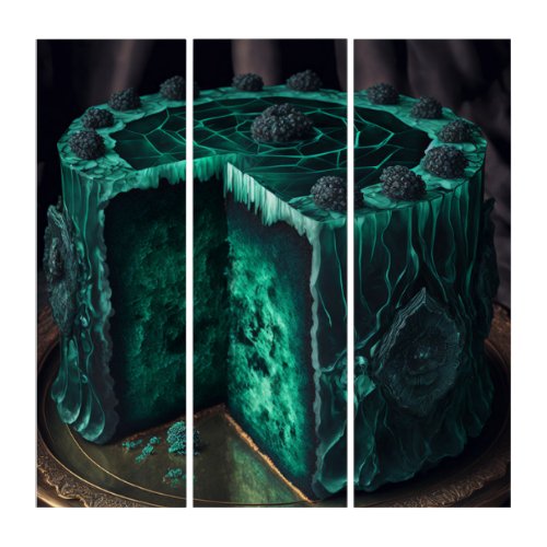 Cake In A Emerald Green Color Triptych