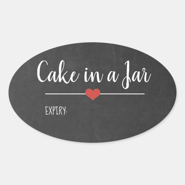 Cake in a Jar black chalkboard custom Classic  Oval Sticker (Front)