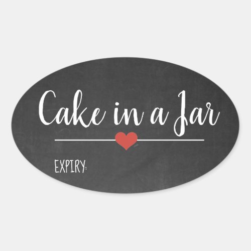 Cake in a jar black chalkboard  oval sticker