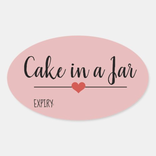 Cake in a jar blush pink oval sticker