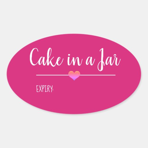 Cake in a Jar blush pink script custom Oval Sticke Oval Sticker