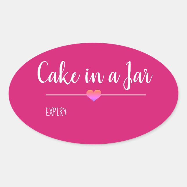 Cake in a Jar blush pink script custom Oval Sticke Oval Sticker (Front)