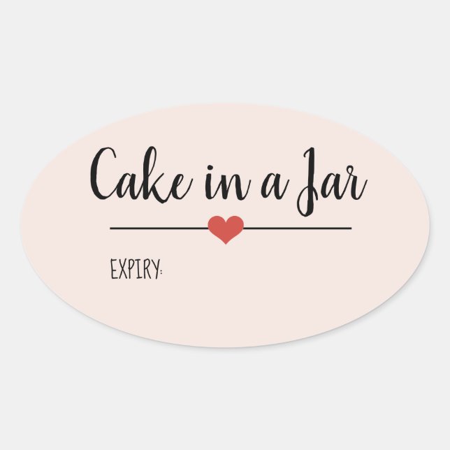 Cake in a Jar blush pink script custom Oval Sticker (Front)