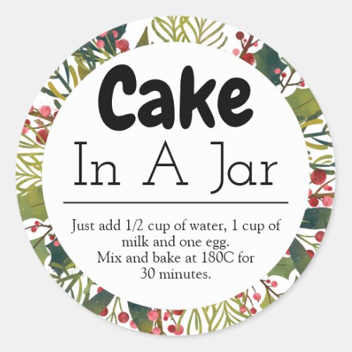 Cake In A Jar Christmas Idea Classic Round Sticker