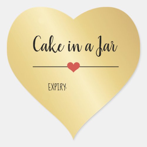 Cake in a jar gold holiday heart sticker