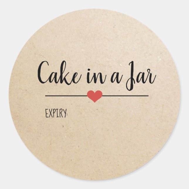 Cake in a Jar kraft script custom Classic Round St Classic Round Sticker (Front)