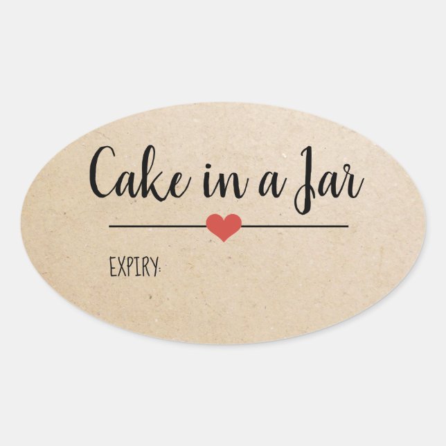 Cake in a Jar kraft script custom  Oval Sticker (Front)