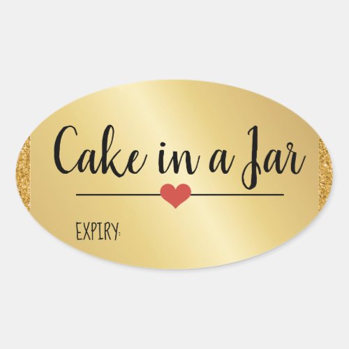 Cake in a jar modern gold glitter holiday oval sticker