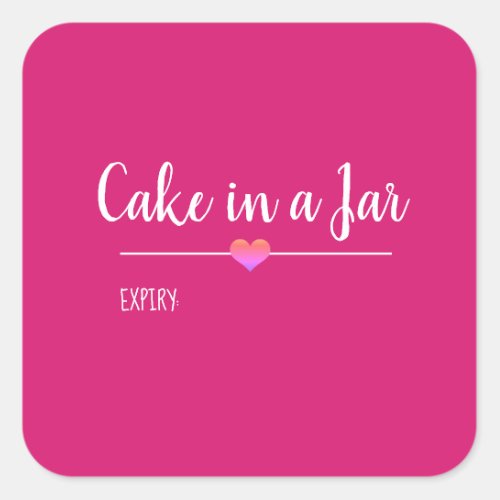 Cake in a Jar pink script Square Sticker