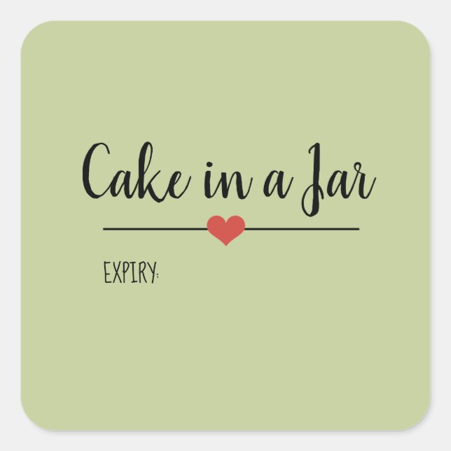 Cake in a Jar sage green script  Square Sticker (Front)