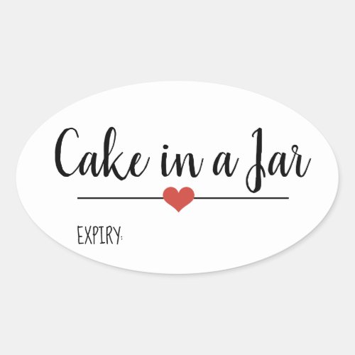 Cake in a jar simple white oval sticker