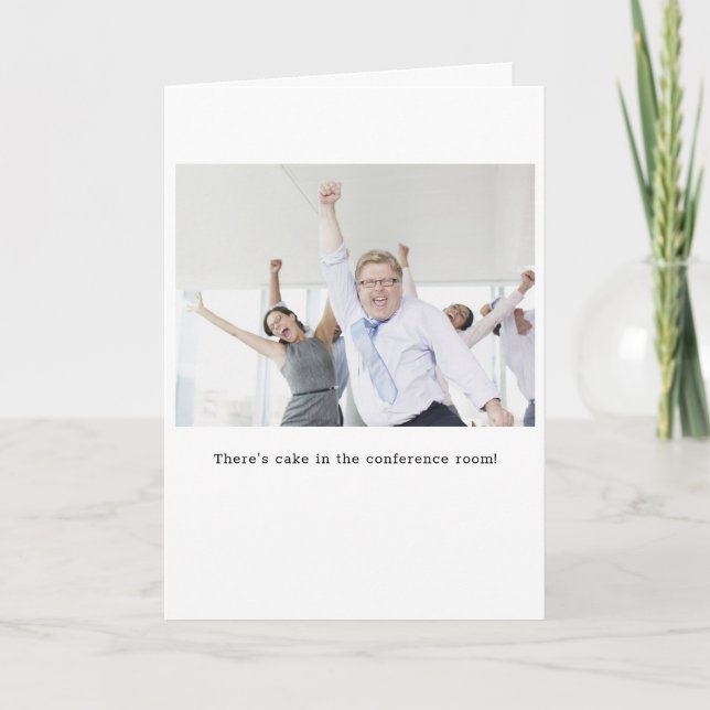 Cake in Conference Room Birthday Stock Photo Card (Front)