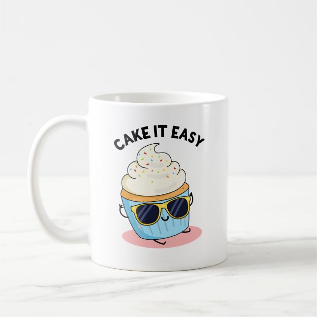 Cake It Easy Funny Cupcake Pun  Coffee Mug (Left)