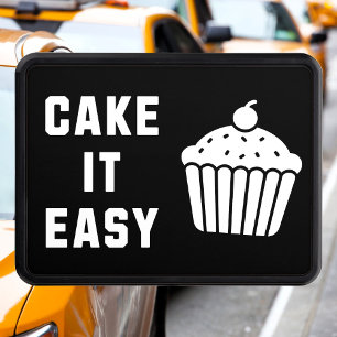 Cake It Easy Funny Text Illustration Trailer Hitch Cover