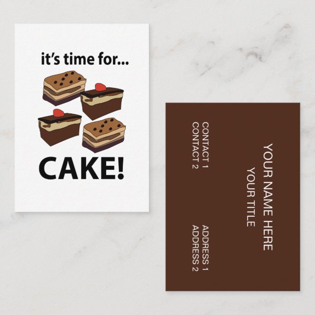 Cake It's Time For Cake Business Card (Front/Back)