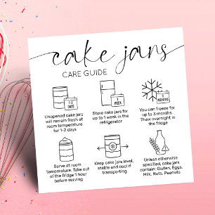 Cake Jar Care Instructions Minimal Cake Bakery Square Business Card