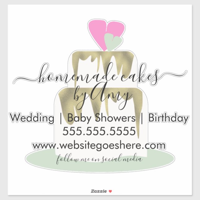 Cake Logo Bakery Business Marketing Car Decal (Sheet)