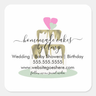 Cake Logo Bakery Business Marketing Square Sticker