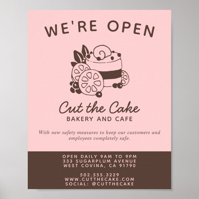 Cake Logo Bakery Business Reopening Poster (Front)