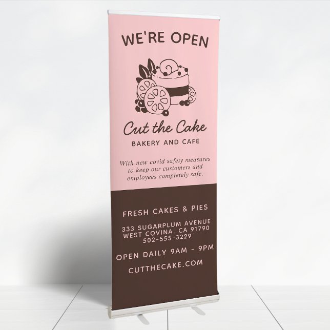 Cake Logo Bakery Business Reopening Retractable Banner (Creator Uploaded)