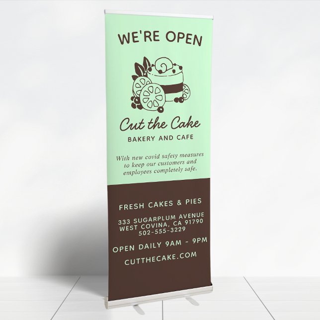 Cake Logo Bakery Business Reopening Retractable Banner (Creator Uploaded)
