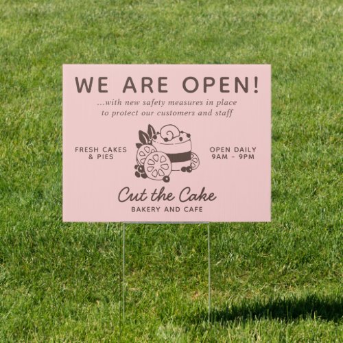 Cake Logo Bakery Business Reopening Sign