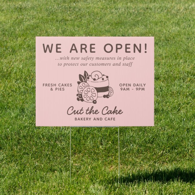 Cake Logo Bakery Business Reopening Sign (Insitu)