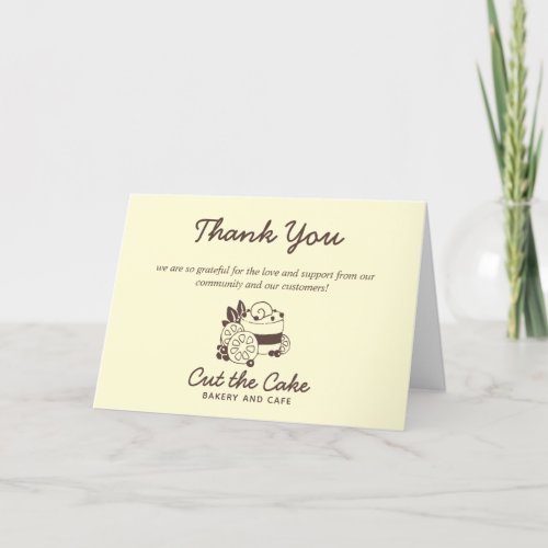 Cake Logo Bakery Business Reopening Thank You Card