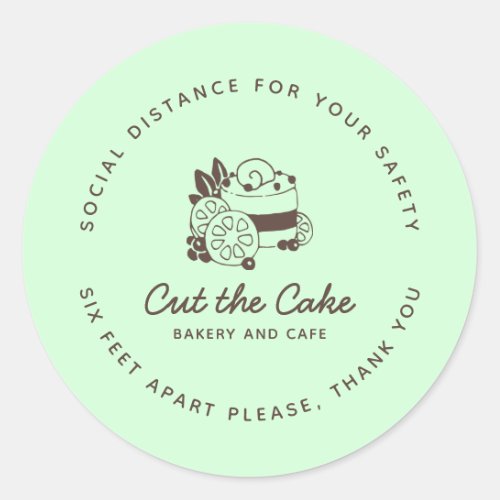 Cake Logo Bakery Business Social Distancing Classic Round Sticker