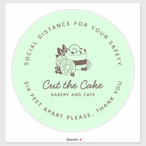 Cake Logo Bakery Business Social Distancing Floor Sticker