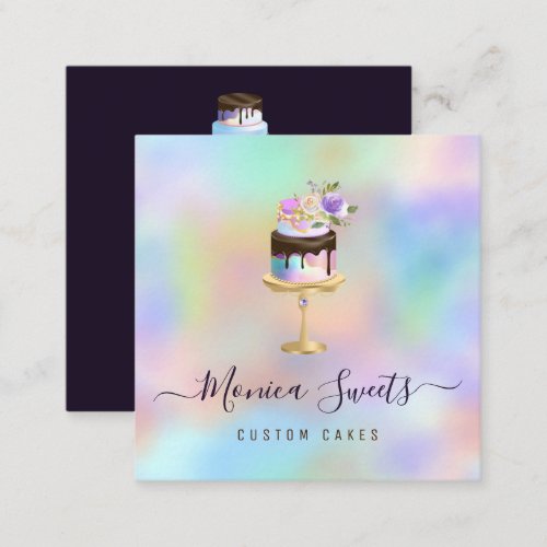 cake logo bakery colorful  square business card