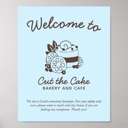 Cake Logo Bakery Covid Safety Welcome Poster