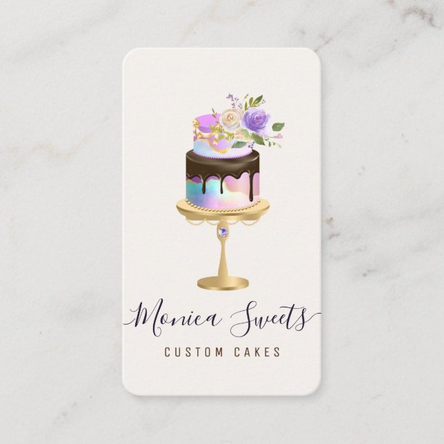 cake logo custom cake bakery pastry personalized business card (Front)
