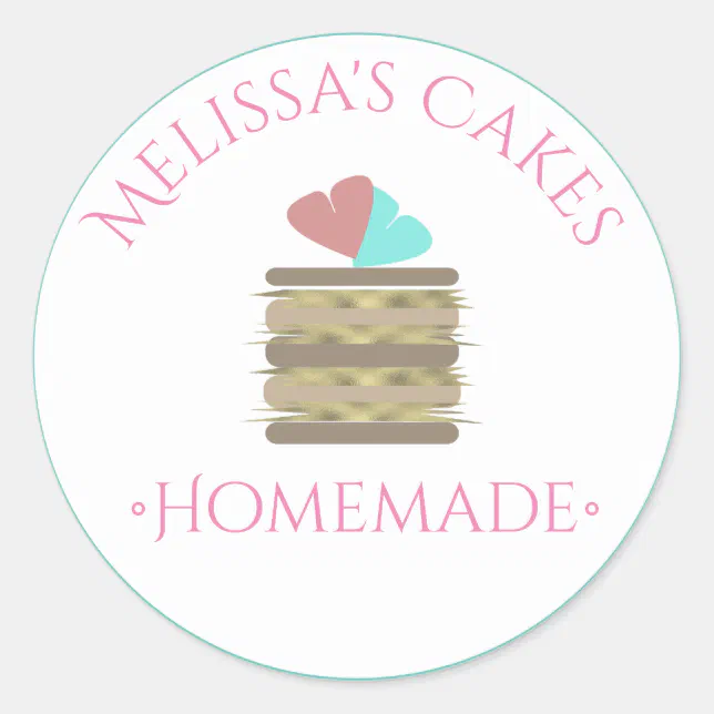 Cake Logo Stickers Homemade Bakery Faux Gold Slice | Zazzle