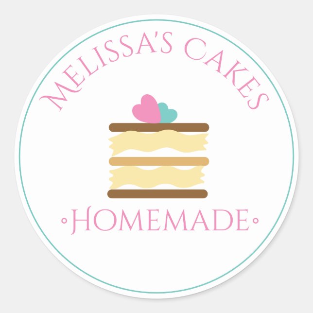 Cake Logo Stickers Homemade Bakery Slice of Cake (Front)