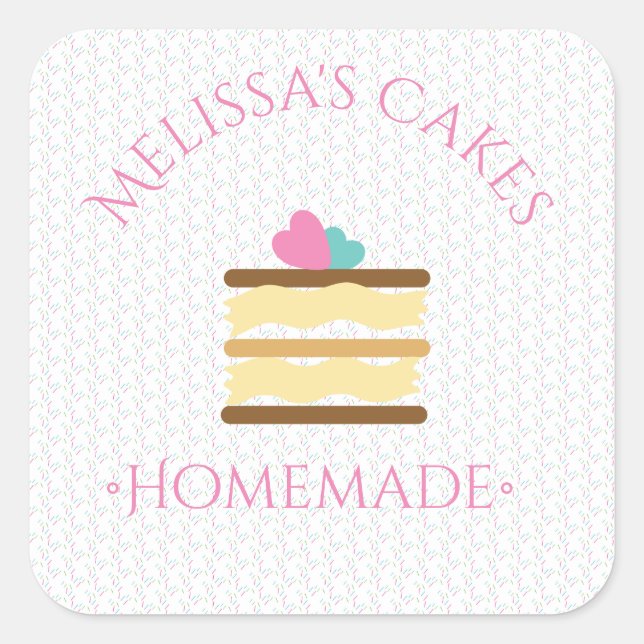 Cake Logo Stickers Homemade Bakery Sprinkles (Front)