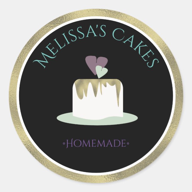 Cake Logo Stickers Homemade Bakery Wedding Cake (Front)