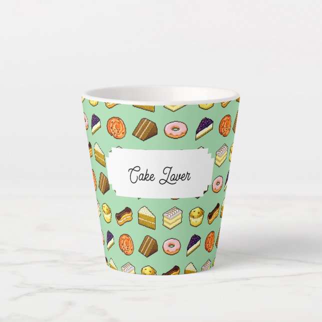 Cake Lover Delicious Cakes & Pastries Pattern Latte Mug (Front)