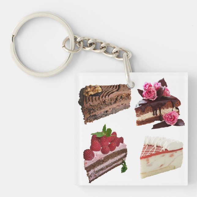 Cake Lovers Delicious Cakes Selection Keychain (Front)