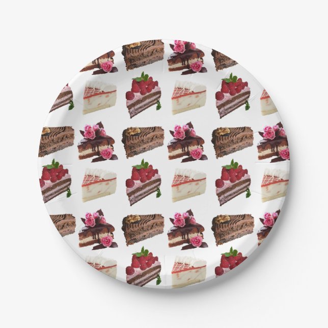 Cake Lovers Delicious Desserts Pattern Paper Plates (Front)