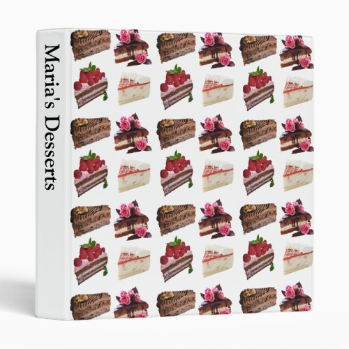 Cake Lovers Desserts Pattern Personalised Recipe 3 Ring Binder